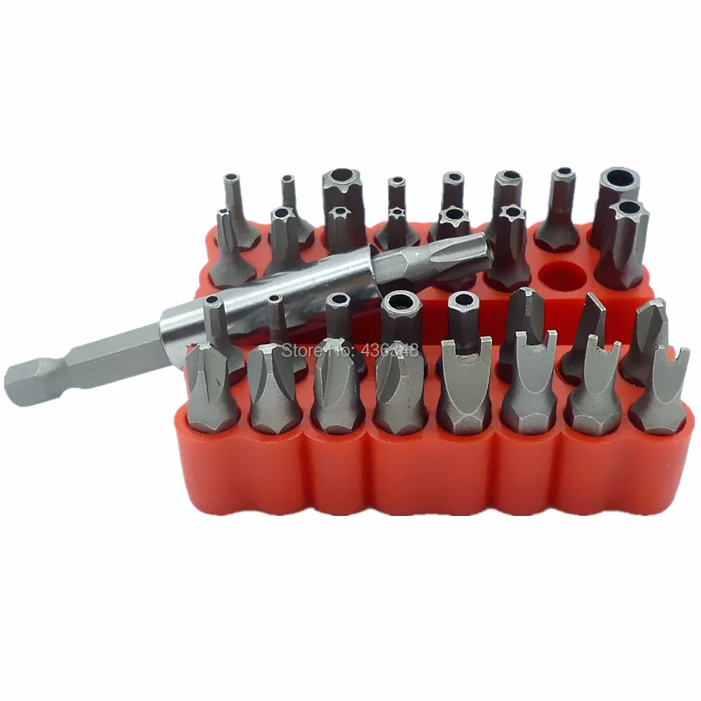 SCREWDRIVER BIT SET 33 PC SECURITY TOOL DRILL HOLDER TORX STAR