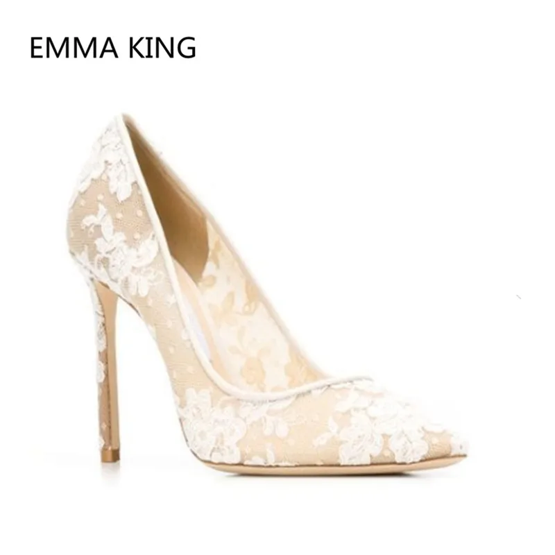 

Runway New Embroidered Elegant Women Pump Pointed Toe Slip On High Heels Shallow Ladies Spring Autumn Shoes Woman Stiletto Heel