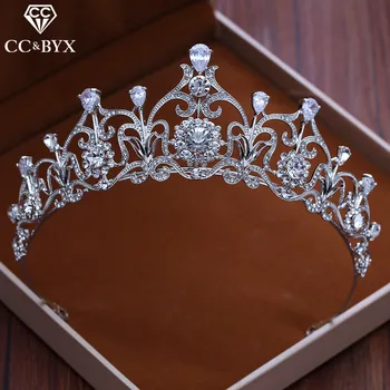 

CC Tiaras And Crowns Hairbands CZ Stone Water Drop Princess Engagement Wedding Hair Accessories For Bridal Fine Jewelry XY101
