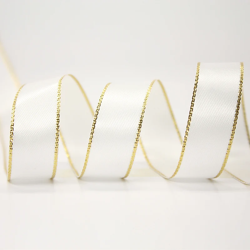 YAMA атласная лента с золотыми краями 0,125 дюйма 3 мм 500 ярдов/партия для самостоятельного изготовления аксессуаров для платьев свадебные украшения - Цвет: off white 000