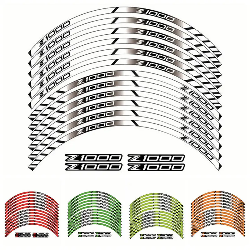 

Motorcycle Wheel Decals Stickers Set Rim Stripes Laminated For Kawasaki Z1000