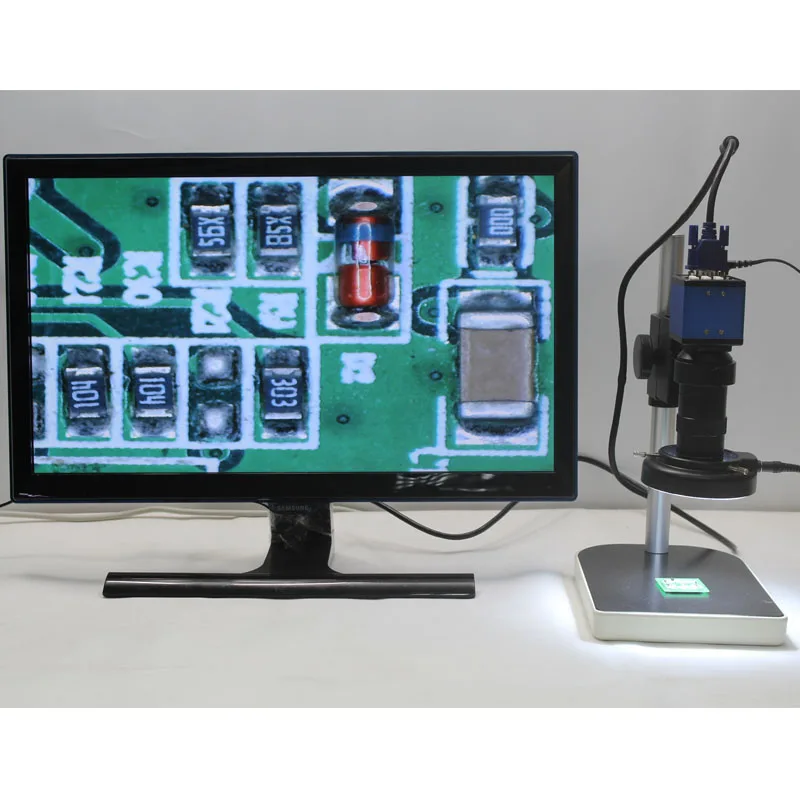 

2.0MP Digital Industrial Microscope Camera VGA Output+8X-130X Optical C-mount Lens+Adjustable LED lights+Stand