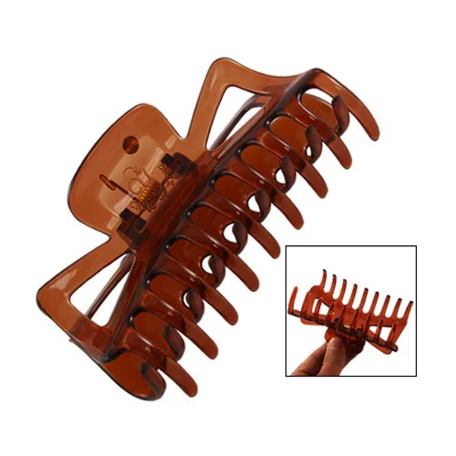 

New Practical Durable Woman Brown Plastic Bath Hairclip Hair Clamp Claw Barrette
