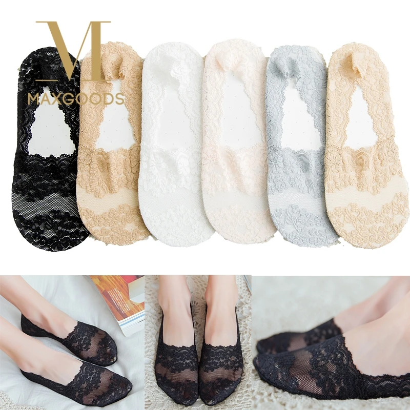 

1 Pair Fashion Women Summer Lace Flower Short Sock Elastic Comfy Female Antiskid Invisible Ankle Socks elegance lady boat socks