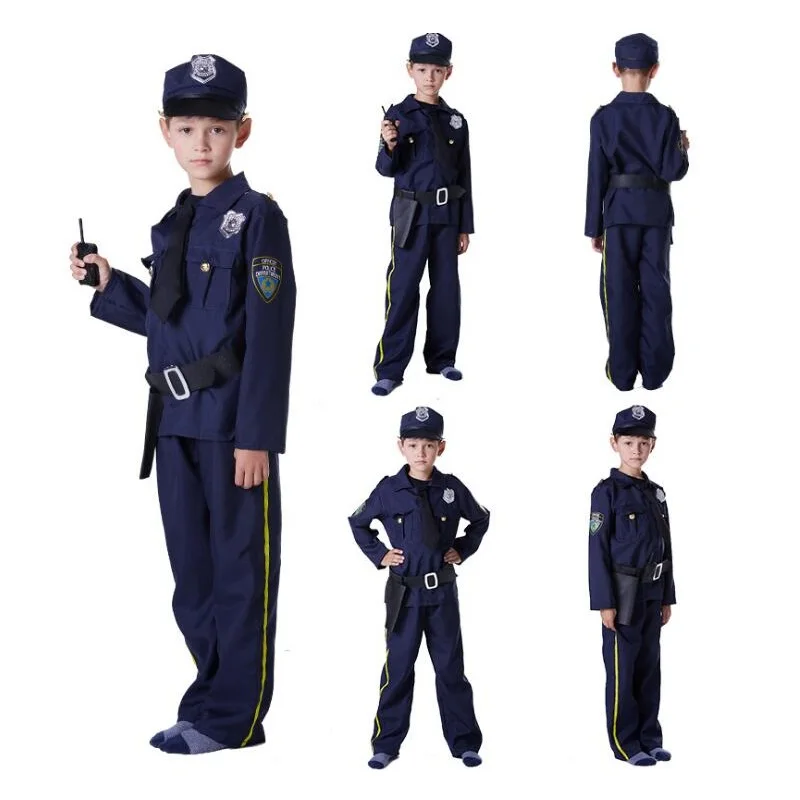 Размер s, m, l, для мальчиков, для рождественской вечеринки, для сцены, для Хэллоуина, полицейская форма, Детский костюм полицейского для костюмированной вечеринки