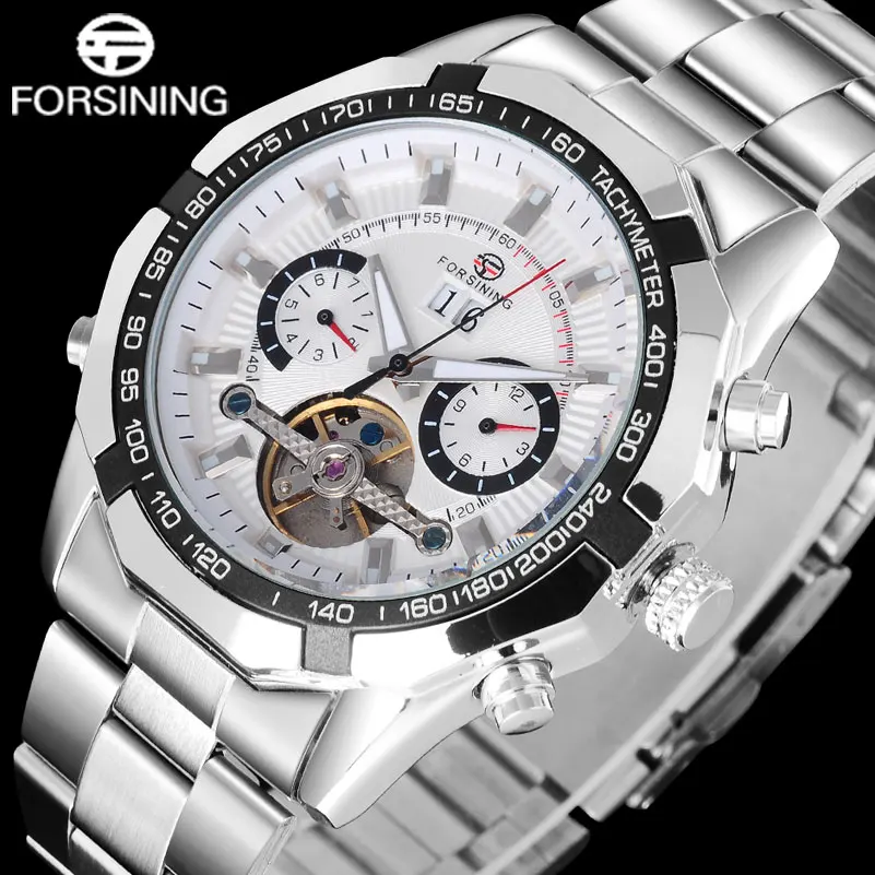 FORSINING роскошные механические часы для мужчин Tourbillon автоматические Stailess стальной