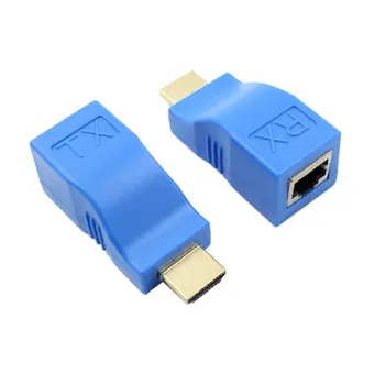 

1 Pair/SET Durable 1080P HDMI Extender to RJ45 Over Cat 5e/6 Network LAN Ethernet Adapter Converter Blue