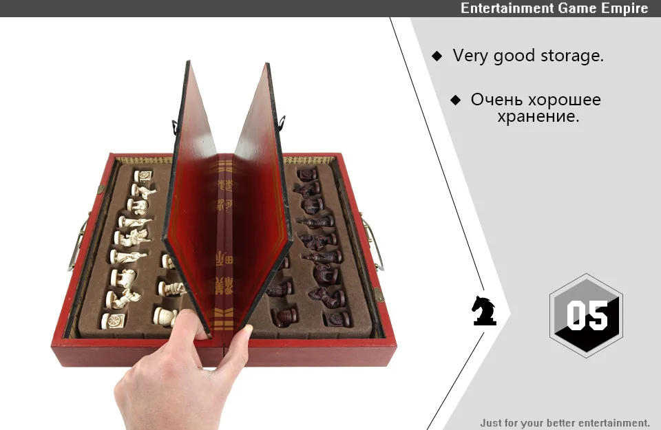 2 Yernea High-grade Wooden Chinese Chess Game Set Folding Chessboard Chinese Traditions Chess Resin Chess Pieces New Board Game (5)