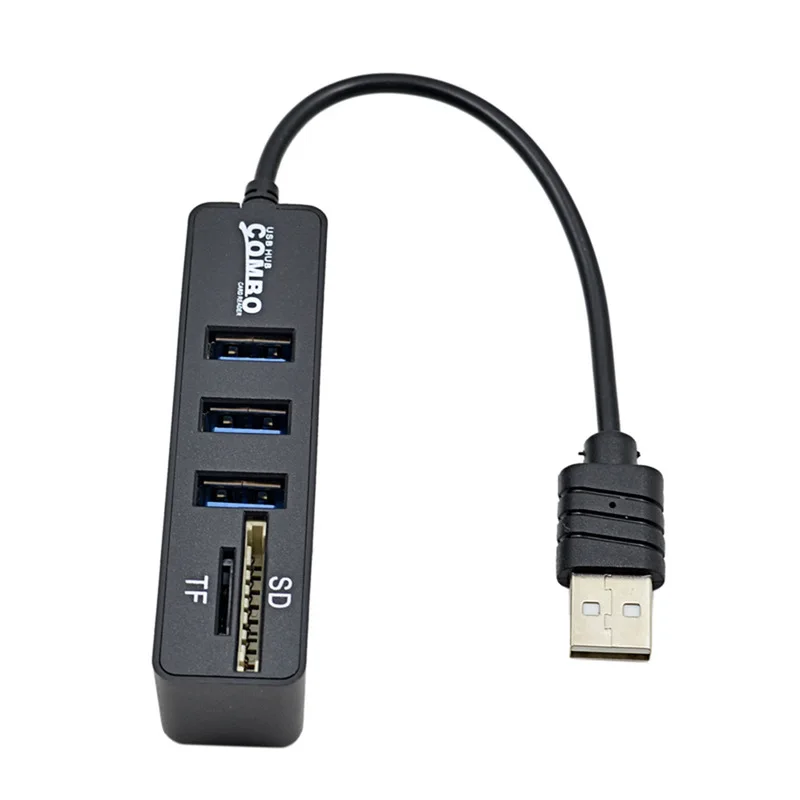 Twofro Micro usb-хаб 2,0 комбинированное устройство для чтения карт SD TF все в одном высокоскоростной usb-разветвитель адаптер USB 2,0 концентратор для ПК ноутбука - Цвет: Черный