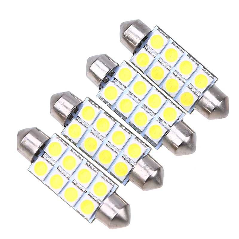 

POSSBAY 4 Pieces 39mm 5050 8SMD White Micro General Car Interior Festoon Dome LED Light Bulbs Lamp DC12V Car Light Lamp