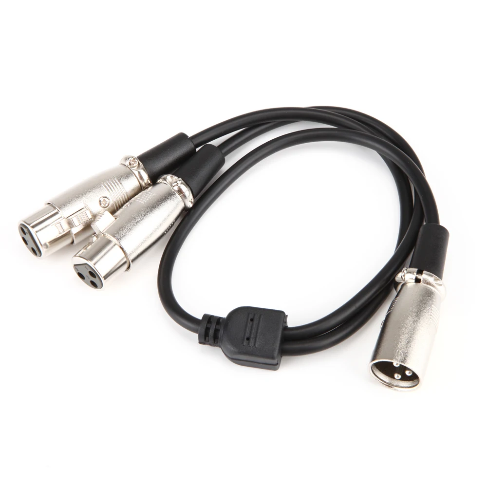 3pin XLR MALE Jack to Dual 2 Female Plug Y Splitter Cable Adaptor 0.5m