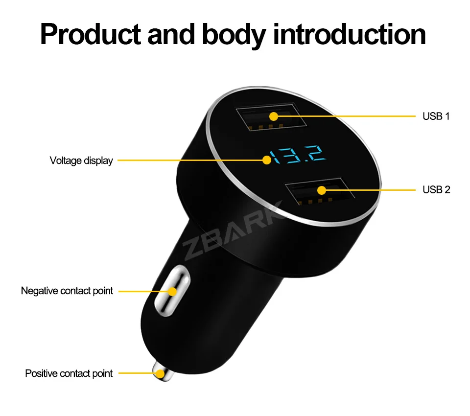 Двойной зарядное устройство USB 2 порта ЖК-дисплей 12-24 в Зажигалка на электропитании быстрое автомобильное зарядное устройство адаптер