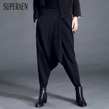 SuperAen, Европа, женские длинные штаны, повседневные, хлопок, дикие, модные, зимние, для девушек, новые, повседневные штаны,, свободные, шаровары, плюс размер
