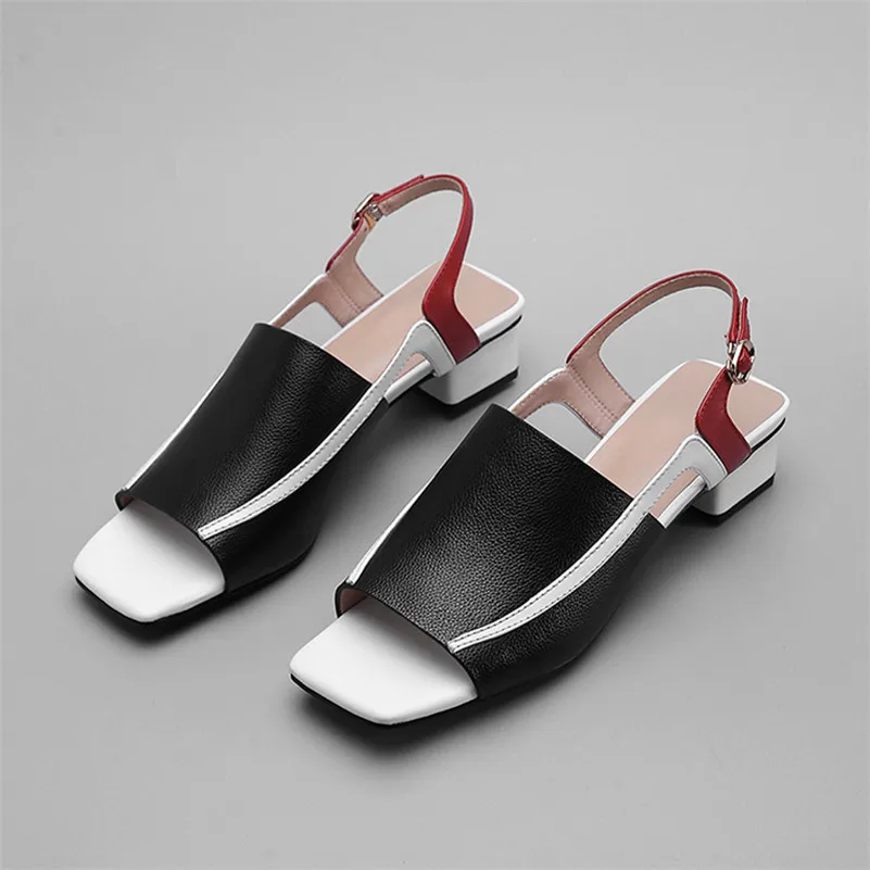 FEDONAS/Новинка года; высококачественные женские босоножки из натуральной кожи; модные повседневные летние женские туфли с квадратным носком на квадратном каблуке