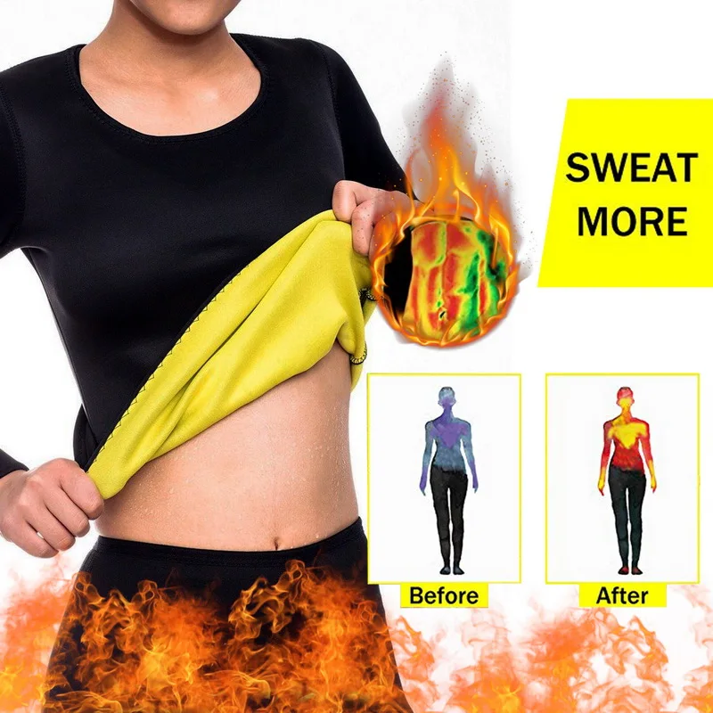 

New Women's Thermal Body Shaper Slimming Shirt Shapers Compression Slim Shirt Neoprene Waist Trainer Body Shaper Slim Vest Tops