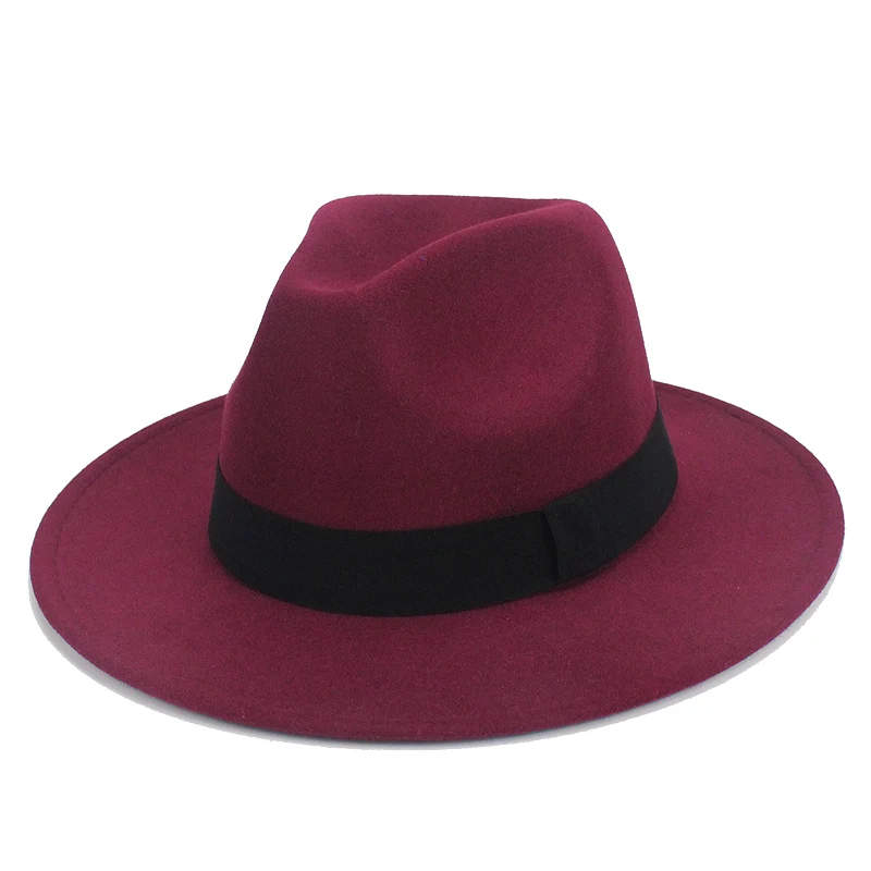 I Осень-зима, имитация шерсти, для женщин, мужчин, дам, Fedoras Top Jazz Hat, европейские, американские, круглые шапки, котелок, однотонные шапки - Цвет: I