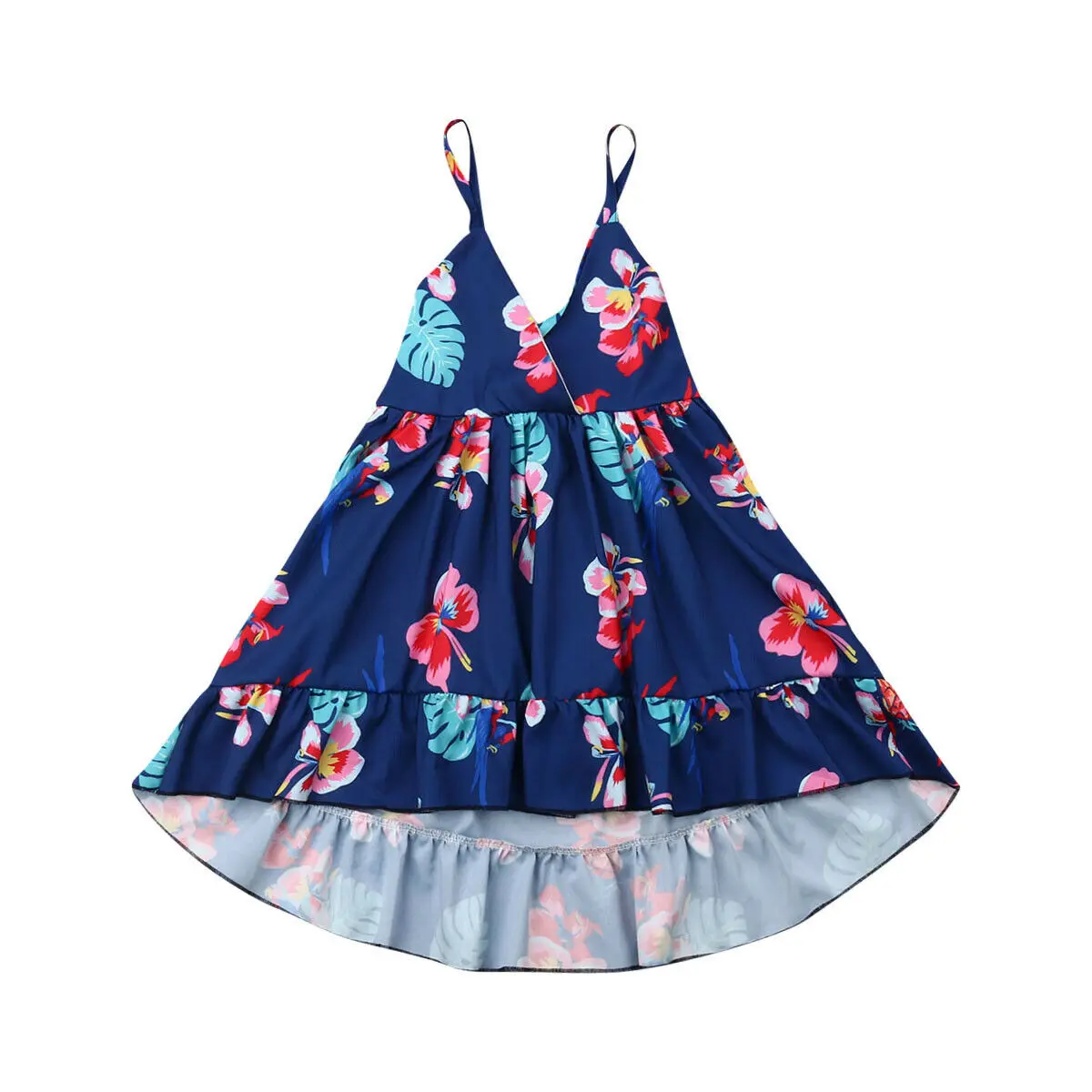 2-7Y Summer Kids Baby Girl Dress Sleeveless V-neck Floral Boho Princess Girls Pageant Dresses Sundress Clothes | Детская одежда и