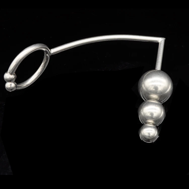 Male Chastity Cock Lock Anal Plugs Cock Lock Intruder with Ball Metal Anal Hook Ring 46mm Inner Diameter Adult Game Sex Toy A113