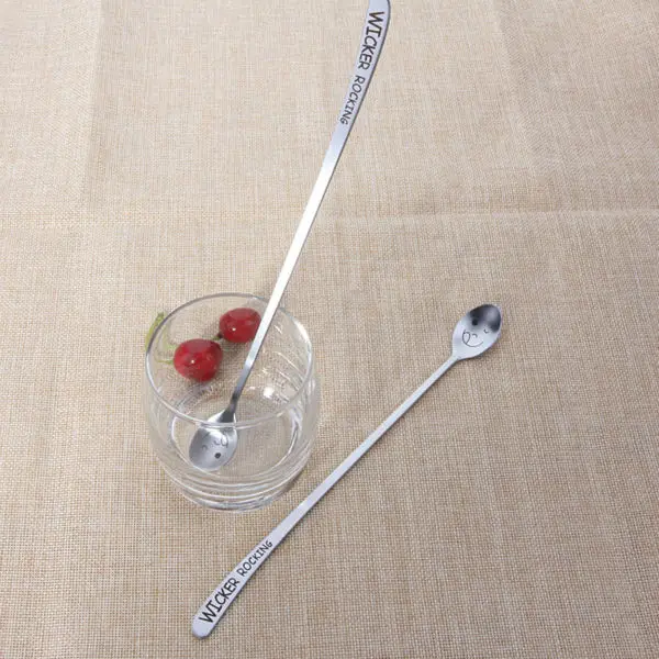 FHEAL New Heavy Long Handle Stainless Steel Cake Dessert Fruit Forks Spoon tableware Smile Face Spoons Forks Flatware (19)