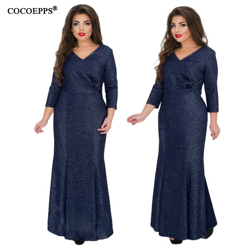 5XL 6XL 2018 Big Size Mermaid Evening Party Long Dress Plus Size Autumn Witer maxi Dress Large Size Elegant women Dress blue 5XL 6XL 2018 Big Size Mermaid Evening Party Long Dress Plus Size Autumn Witer maxi Dress Large Size Elegant women Dress blue