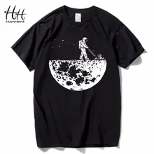 HanHent Develop The Moon T-shirts Men’s Creative Design Summer Tee shirts Casual Streetwear Cotton Tops New Funny T shirts Black