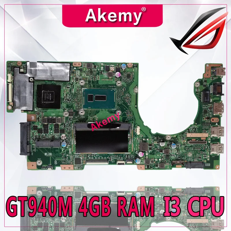 Akemy K501LB K501LX материнская плата для ноутбука для ASUS V505LX K501LN A501L K501L V505L K501LB 100% работают в исходном i3 Процессор GT940M 4 Гб Оперативная память