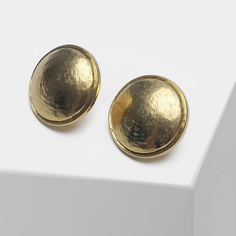 

Round fine texture design stylish metallic drop earrings