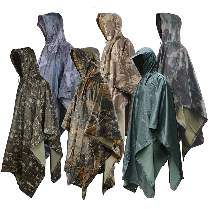

Men Women Outdoor Camping Rain Cape Jungle Hiking Rain Poncho Outdoor Hunting Rain Coat Outdoor Camping Sun Shelter Ground Mat