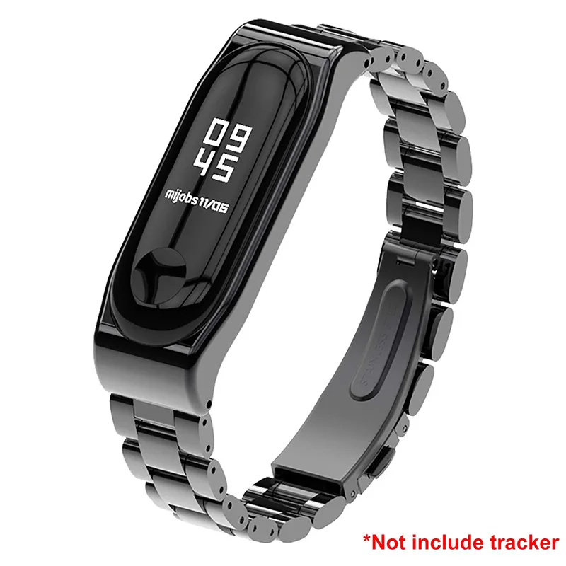 Mijobs Strap for Mi band 4 Straps Bracelet, Metal Stainless Steel Wrist Strap Replacement Band for Xiaomi 4/3