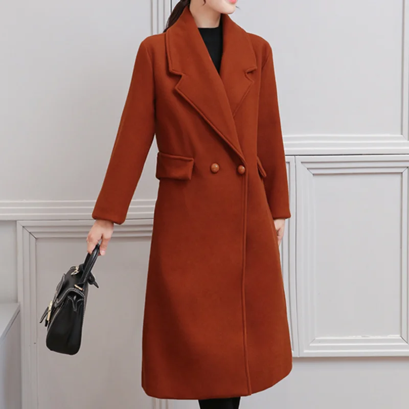 

Winter Coat Women Fashion Korean Women Long Coat Plus Size Autumn Winter Cashmere Jackets Overcoats for Women Wool Cotton Coats