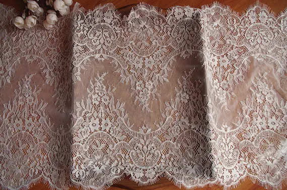 

3 yards Ivory Chantilly Lace Trim Wedding Table Runner Lace