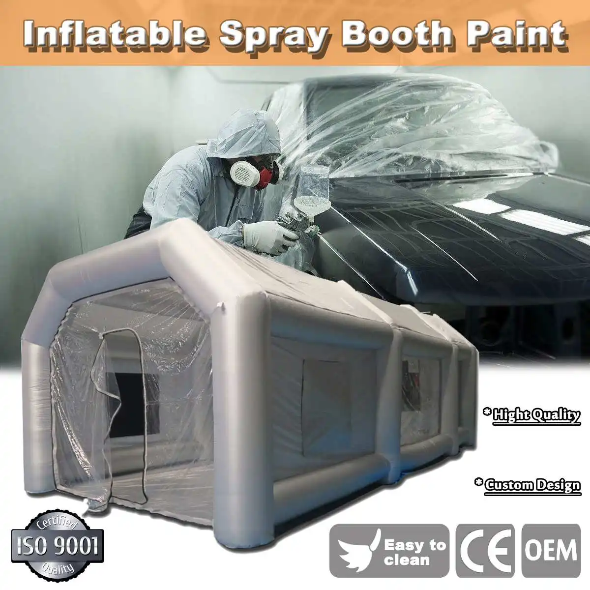 

8x4x3m Inflatable Car Workstation Spray Paint Tent Coat Paint Booth Custom Booth Custom Tent Car Filtration System Grey
