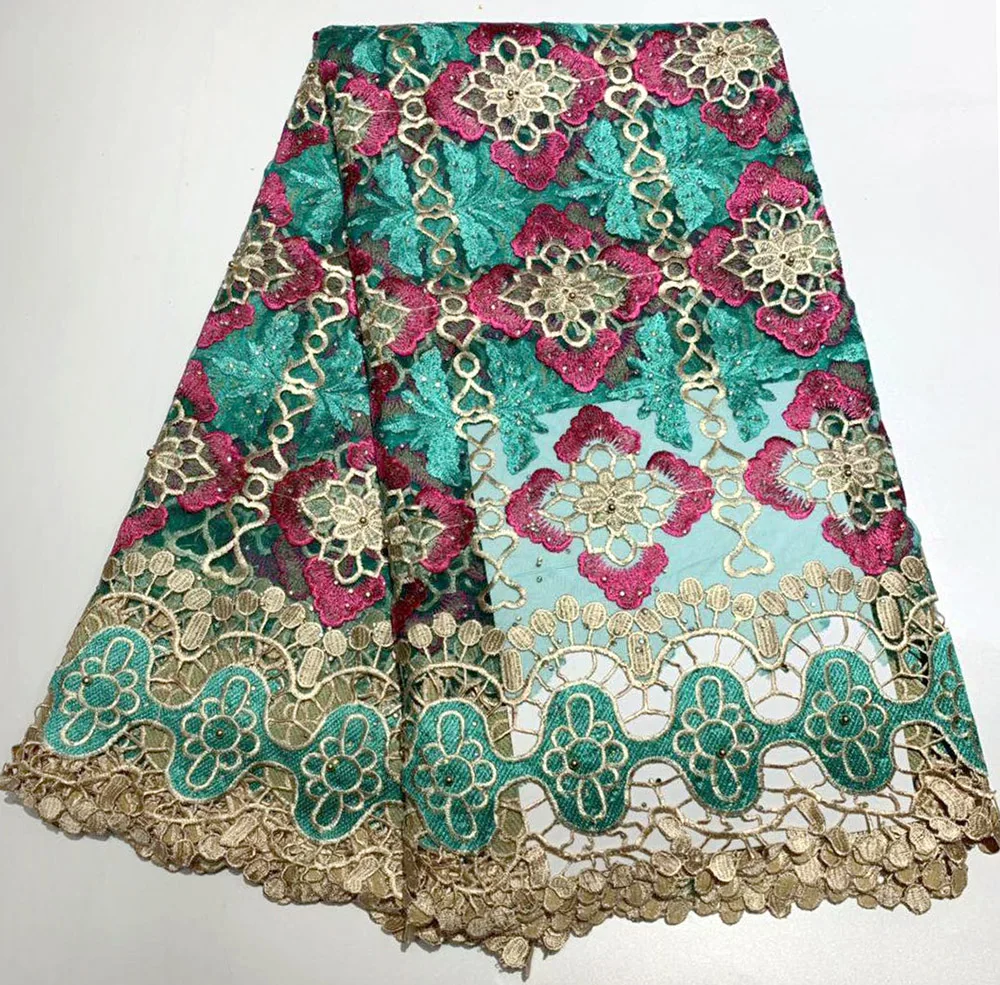 

African Lace Fabric 2019 Embroidered Lace Fabric High Quality Green French Tulle Lace Fabric For Wedding Party Dress