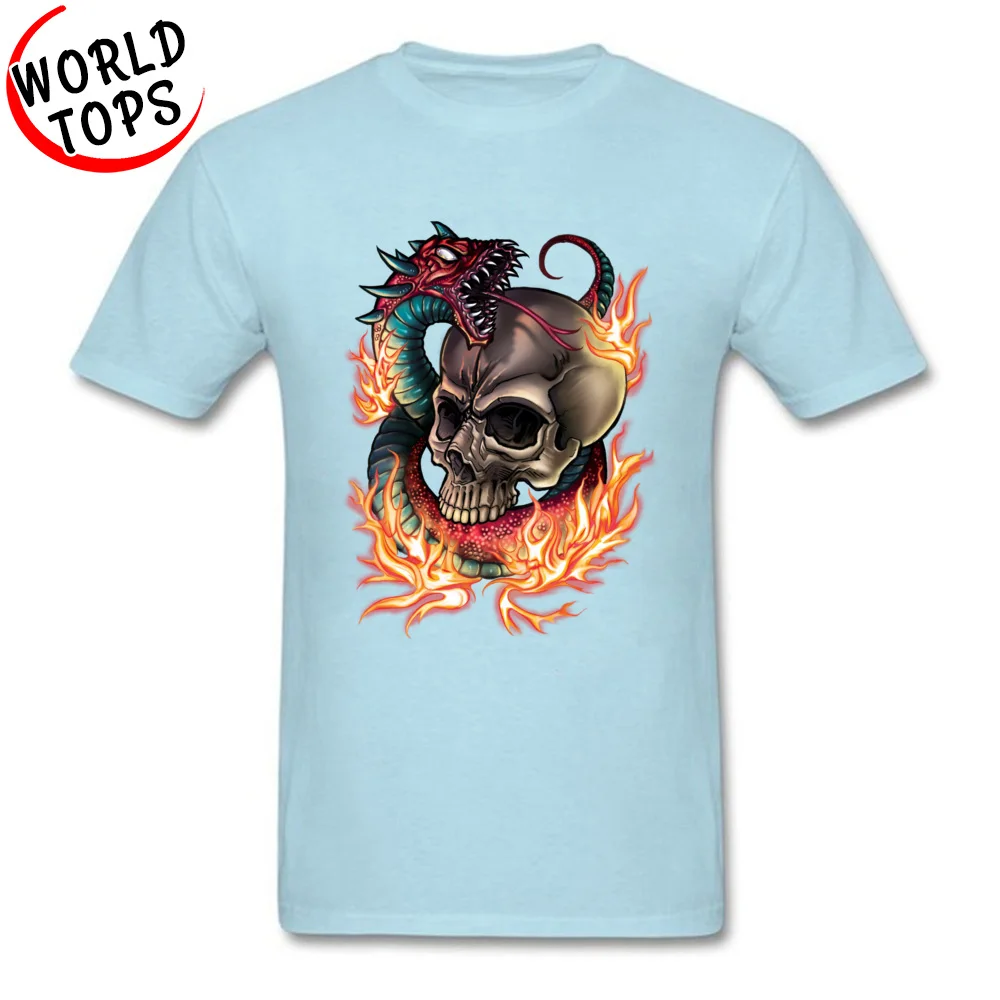 Skull And Snake Pure Cotton T-shirts for Men Short Sleeve Family Tops T Shirt Funky Labor Day O Neck Tee Shirts Normal Skull And Snake light