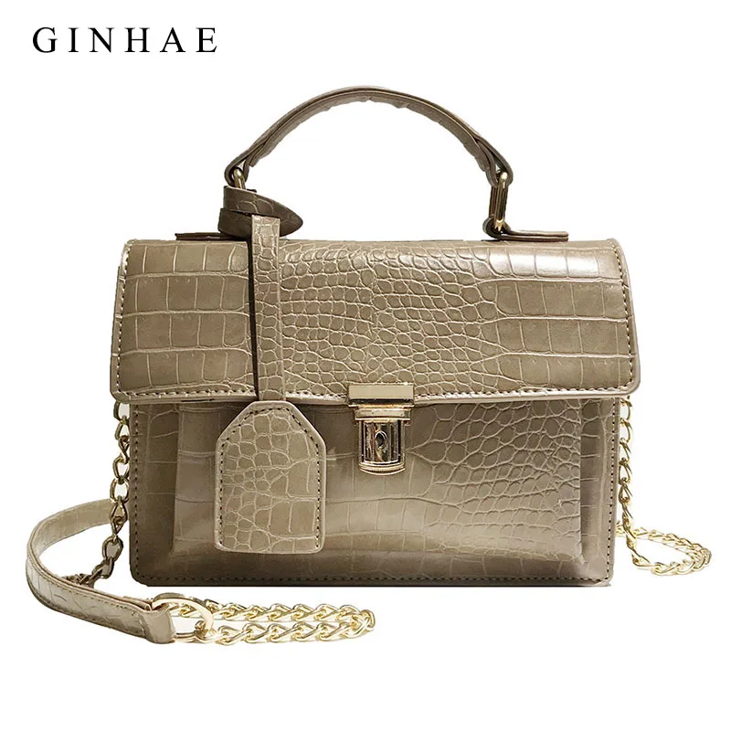 

Luxury Alligator Leather Bag Famous Brand Women Top Handle Bags Designer Chain Shoulder Bag Small Crossbody Bags For Women Bolsa