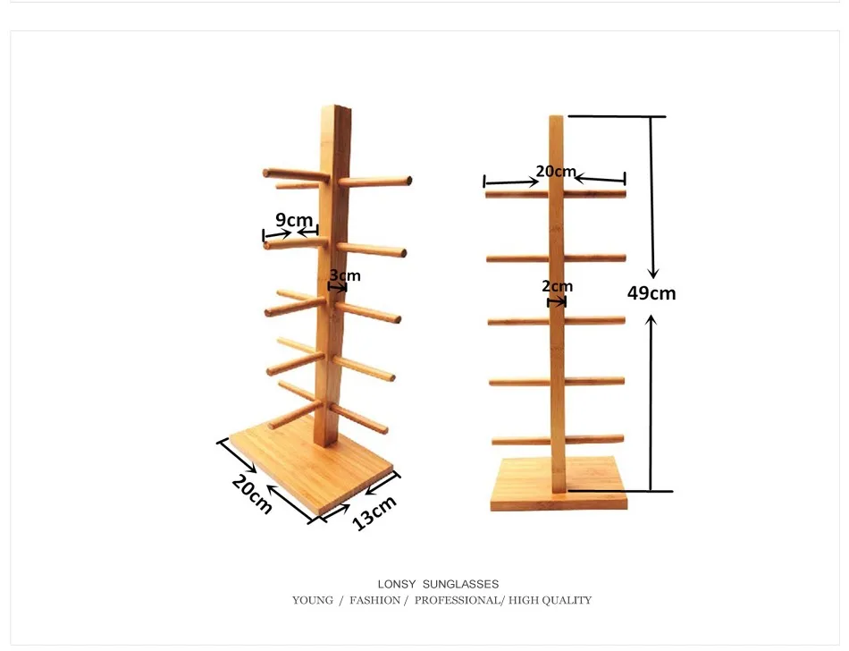LONSY новые деревянные очки стойки для 5 очков Модные солнцезащитные очки дисплей подставка бамбуковый держатель съемная полка DS001