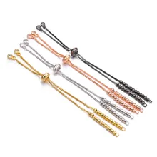 Регулируемый ползунок цепи медные аксессуары для самостоятельного изготовления ювелирных изделий женский мужской браслет золотые серебряные ювелирные изделия