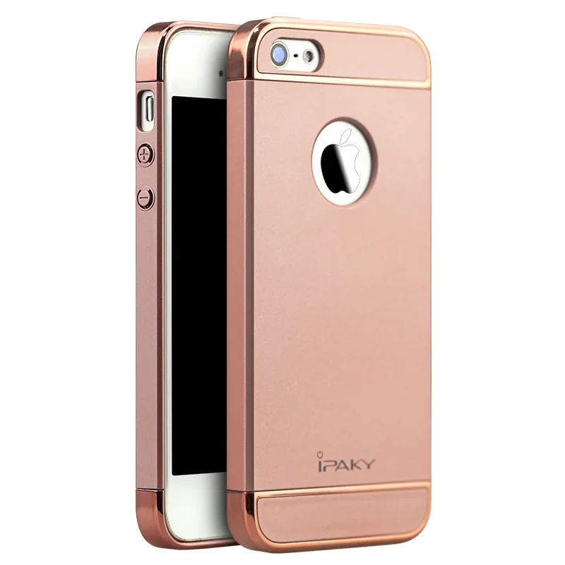 iPaky чехол для телефона антидетонационных ударопрочный PC+ Пластик чехол бампер на афон айон iPhone 5S/5 s/SE Coque Защитный Чехол 3 в 1 - Цвет: Rose Gold