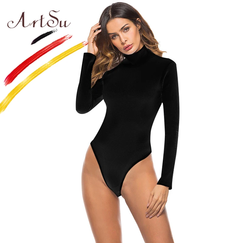 Женское трикотажное боди водолазка с длинным рукавом в полоску|jumpsuit romper|striped