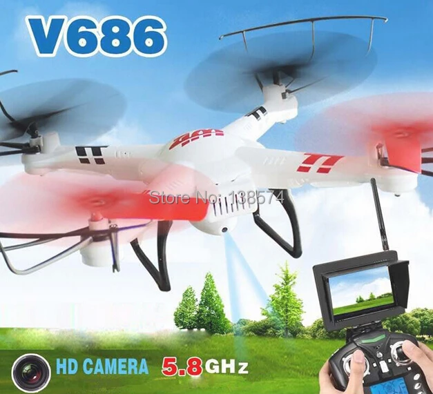 Дрон-Квадрокоптер WLtoys V686 V686G (версия FPV) 4 канала HD-камера RTF передача в реальном