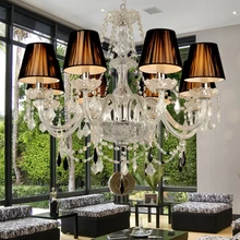 Retail & Wholesale 8 Lights modern crystal chandelier Lights Black Lampshade Candle Crystal Chandeliers Modern E14
