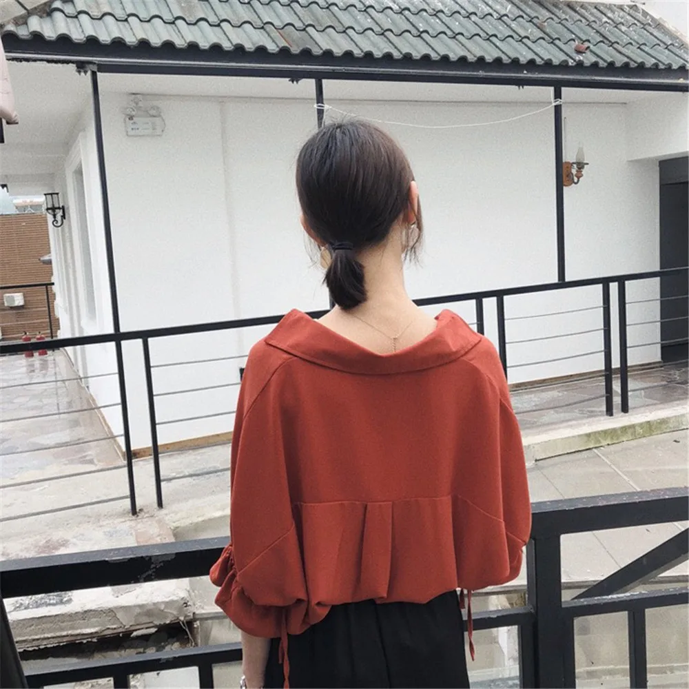 High quality Casual Chiffon V-neck Loose Shirt Office Wear 2018 White Women Blouse Shirt Half Batwing Sleeve Summer Elegant top (6)