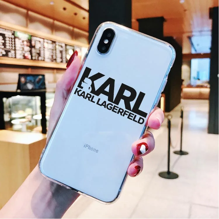 Karl Lagerfeld TPU Soft Clear Silicone Phone Case For Coque iPhone 7 7Plus 6 6s 8 8Plus 5s SE Cover For iphone X XS Max XR Cases