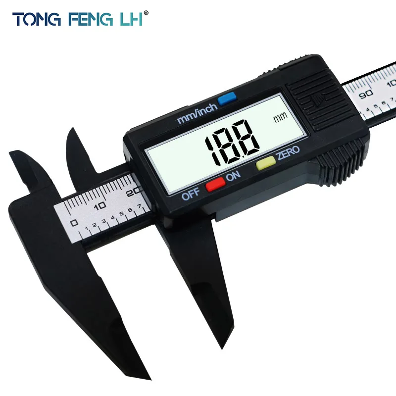 TONGFENGLH 150mm 6inch LCD Digital font b Electronic b font Carbon Fiber Vernier Caliper Gauge Micrometer