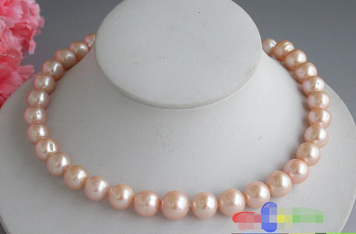 

FREE SHIPPING>>> p2885 HUGE REAL 17" 14mm ROUND PINK FRESHWATER PEARL NECKLACE^^^@^Noble style Natural Fine jewe FREE SHIPPING