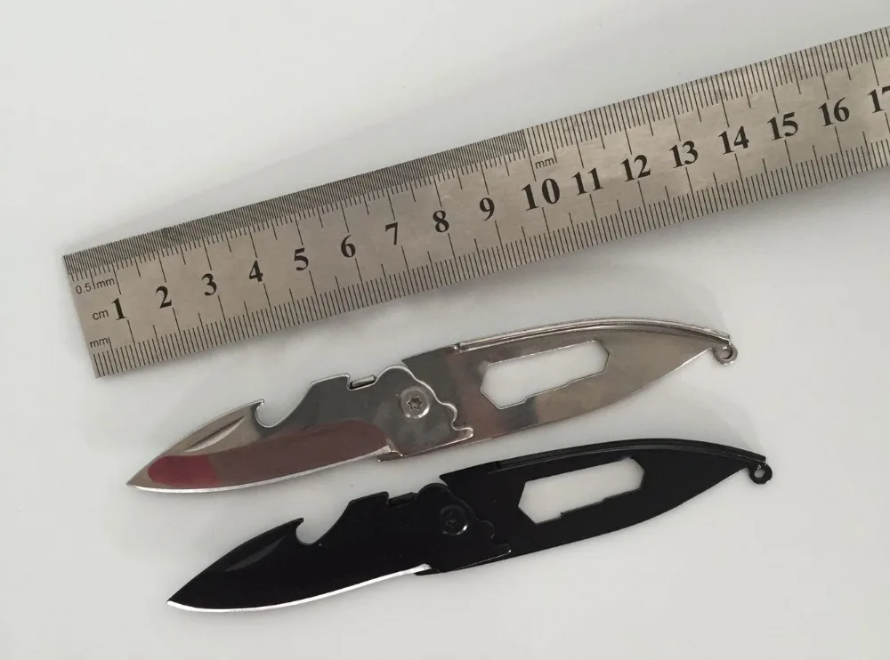 

50pcs/lot First aid tool Folding Pocket Knife 440 Stainless Steel Multifunction Wallet Key Camping Opener Wrench Survival Tools