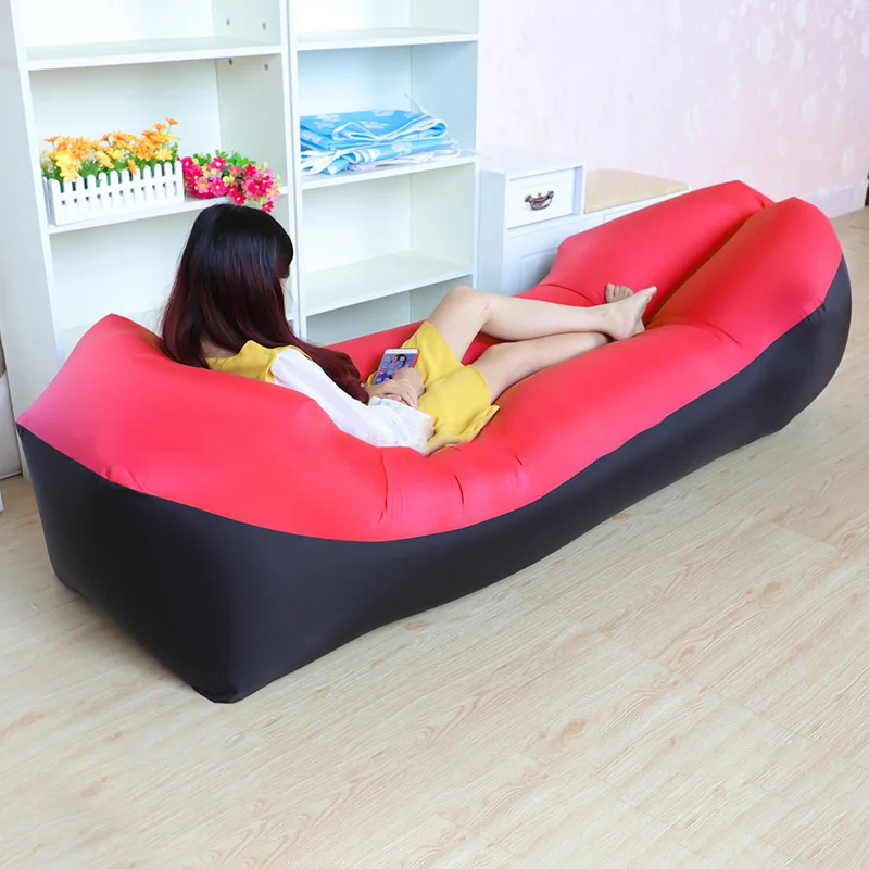 Открытый свет спальный мешок Водонепроницаемый пневмоподушка ленивый диван кемпинга надувная кровать для взрослых стул для пляжного отдыха быстро складной - Цвет: Красный