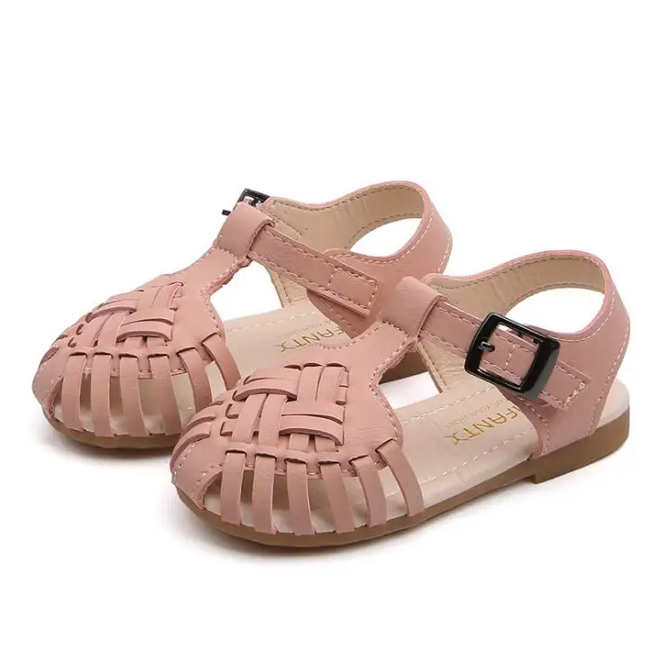 Летние пляжные сандалии для девочки кроссовки для детей танцевальная обувь модные вырезы для маленьких девочек плоская подошва принцесса мягкая кожаная обувь