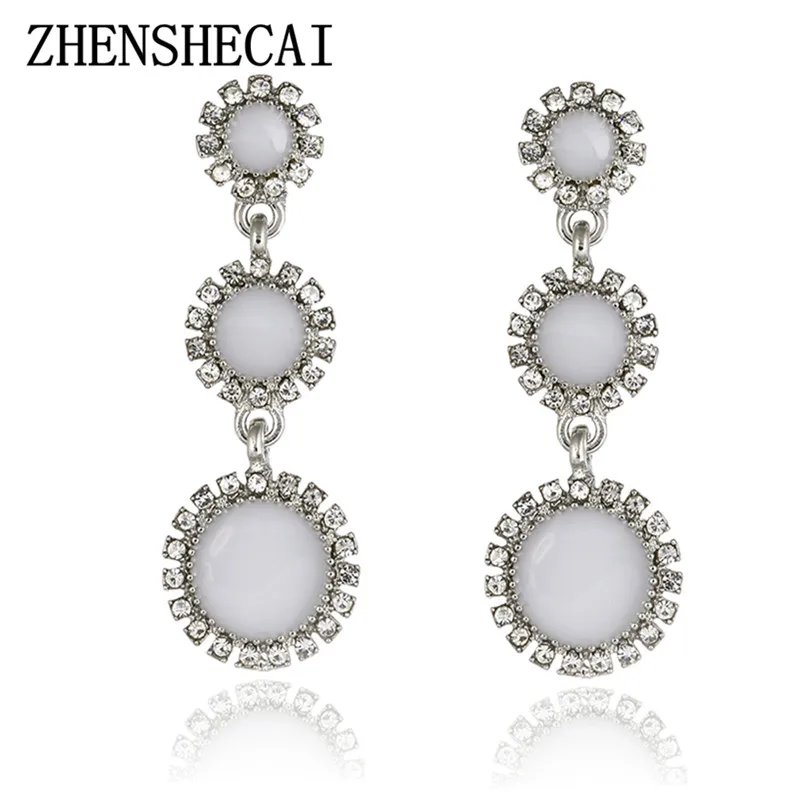 

2017 Fashion Long Earrings tassel Black/White 2 colors stud round crystal Earrings for women girls jewelry bijoux e0255