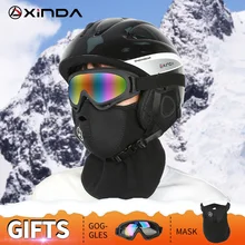 Xinda-casco de esquí profesional para hombre y mujer, protección para la nieve, moldeado integralmente